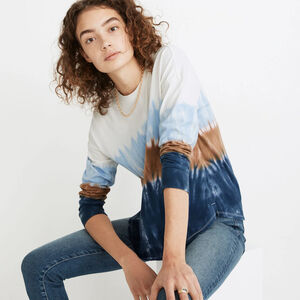 Cream Brown Blue Tie-Dye Newville Tee